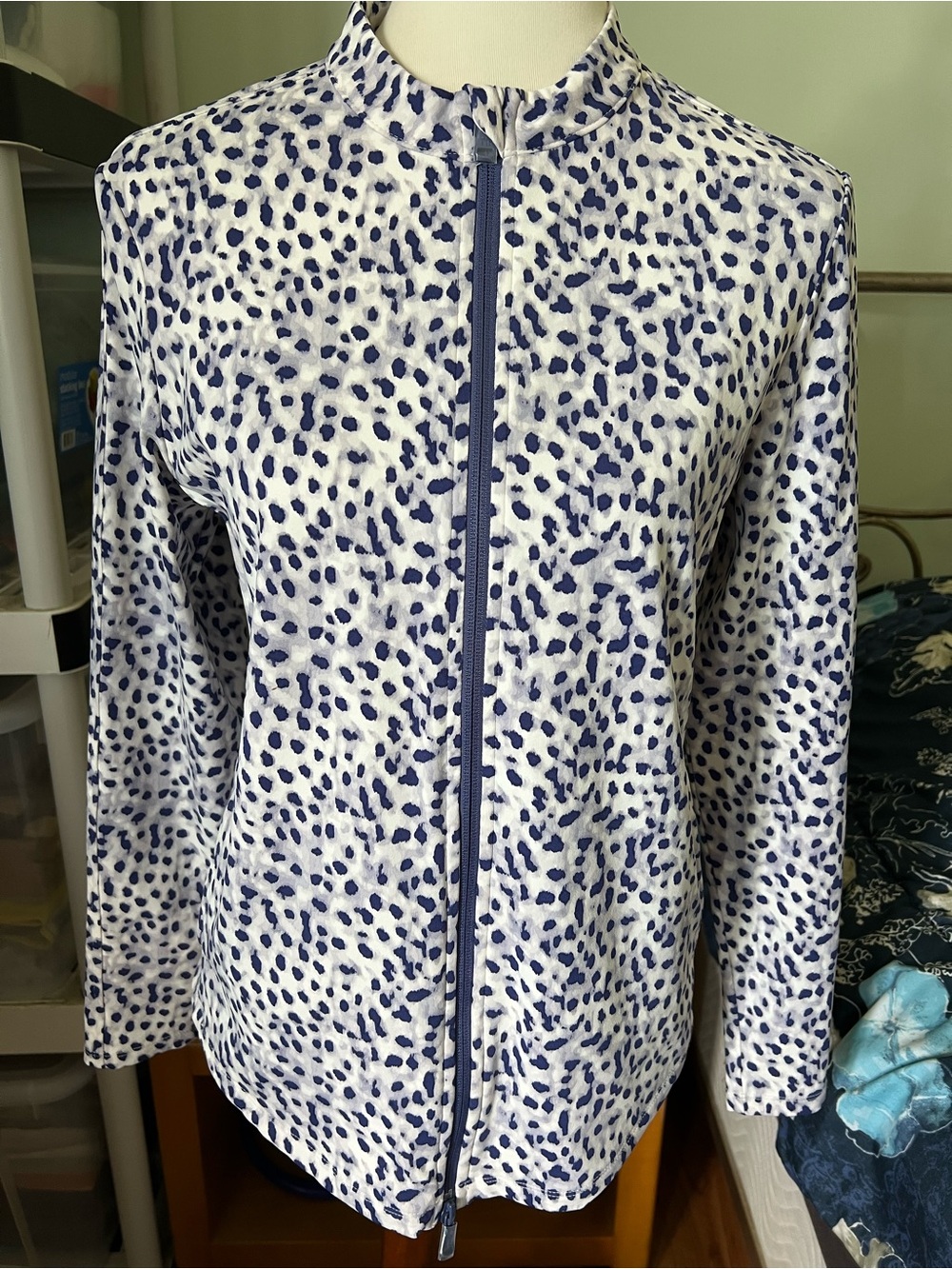 Tommy Bahama Island Zone Women's Blue Spot Print Zip-Front Jacket